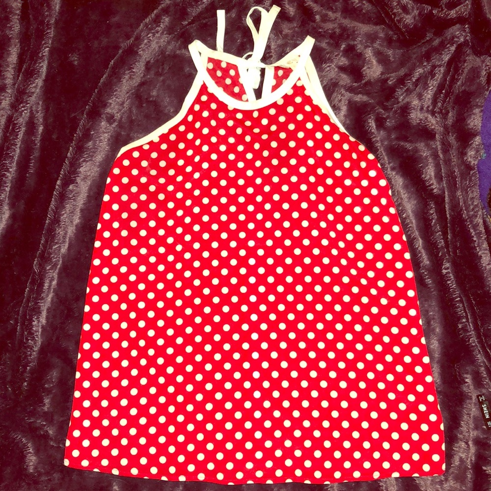 Red & White polka dot tank - Small